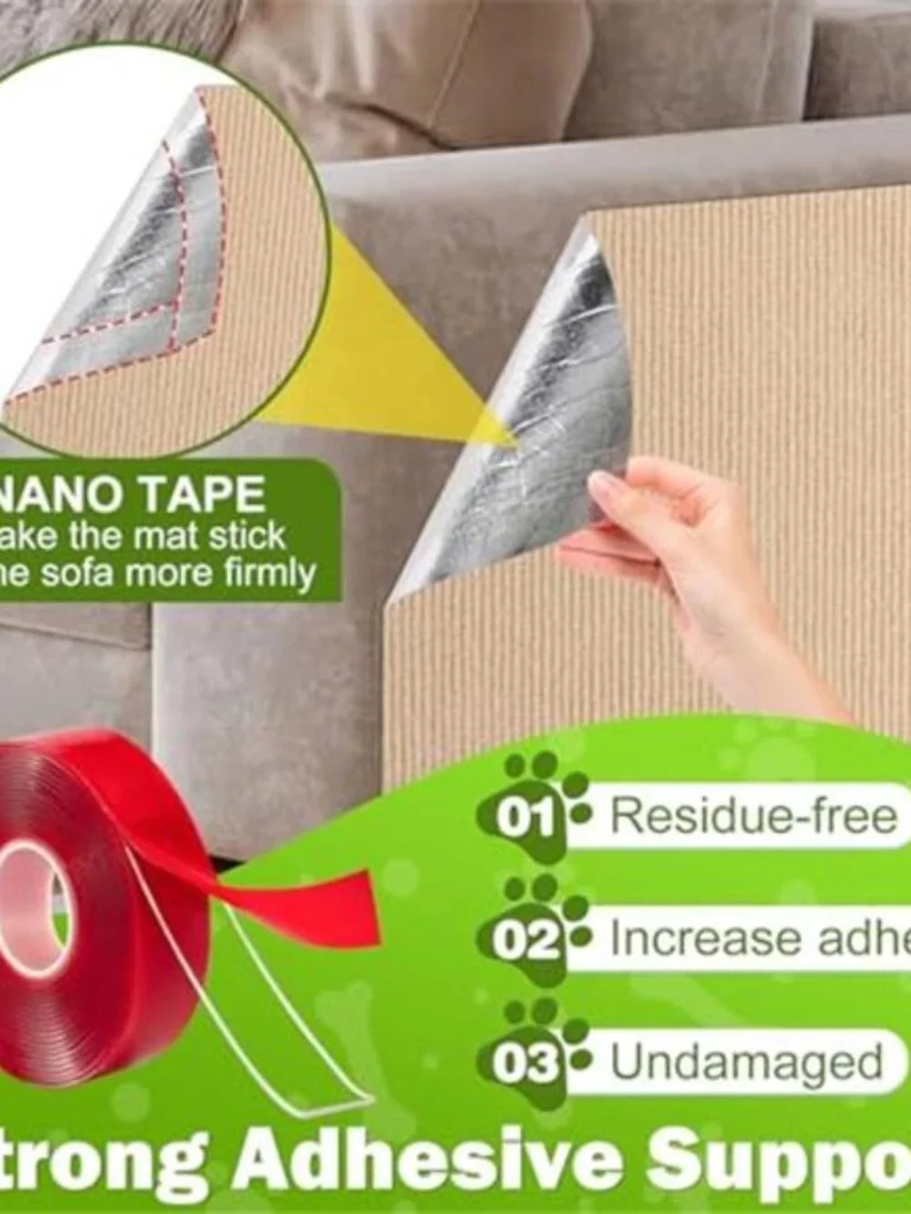Cat Scratch Furniture Protector Felt Mat Adhesive Anti Scratch Couch Wall Guard